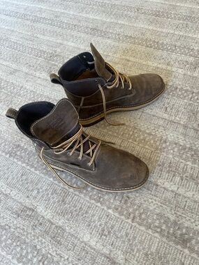 Timberland Pro Steel Toe Brown Leather Work Boots with Contrast Laces